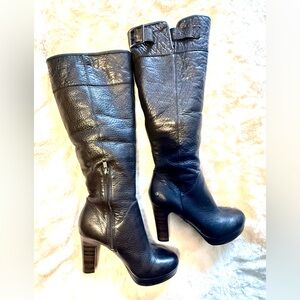 Black Leather Knee-High Boots